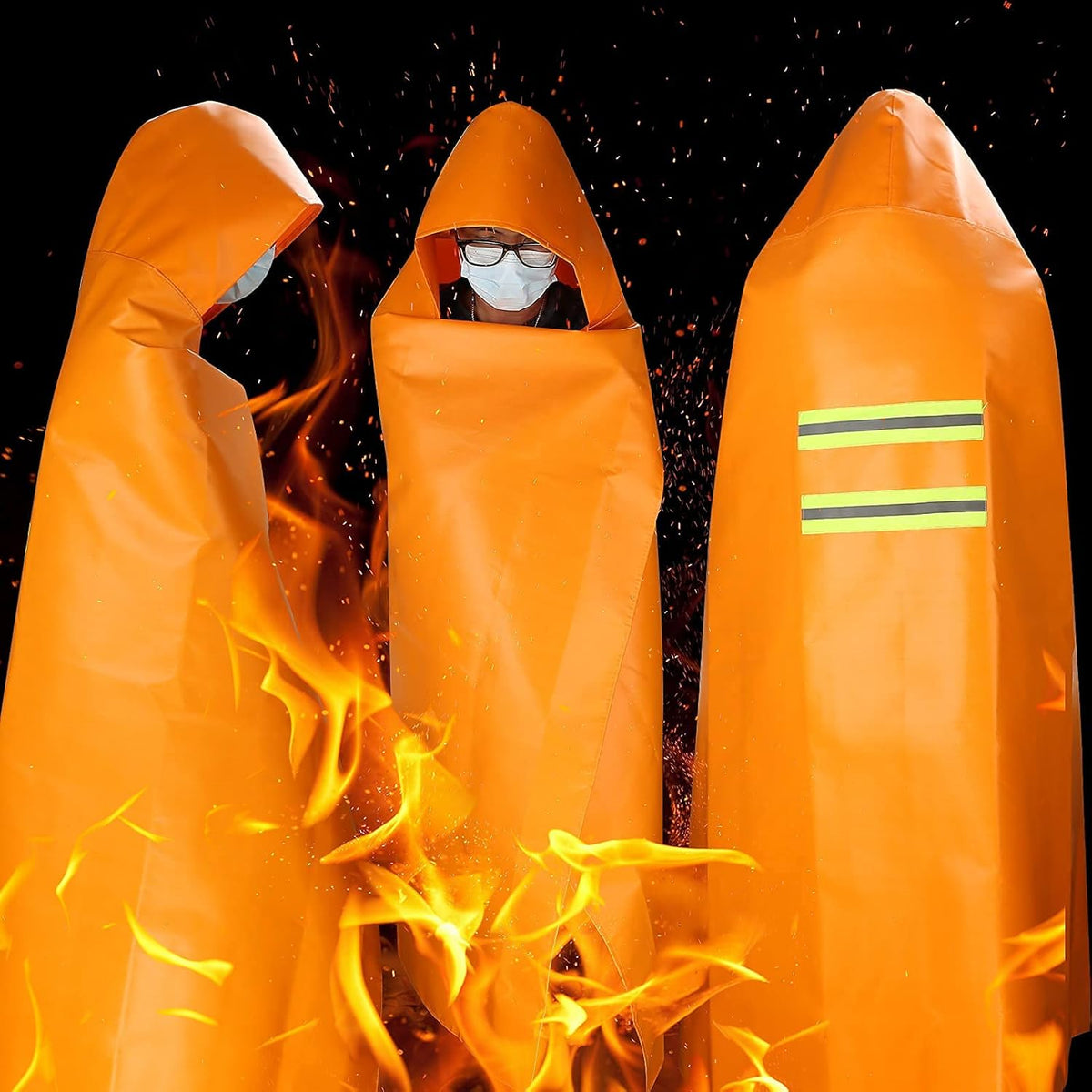 Fireproof Hooded Cloak Fire Escape Suit S473952