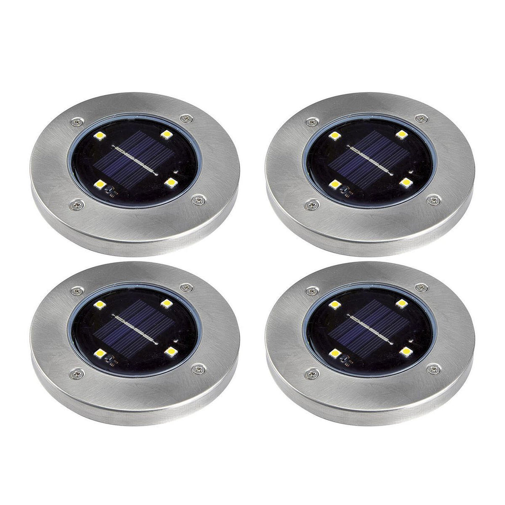 Solar LED In-Ground Disk Lights, 4-Pack W7612