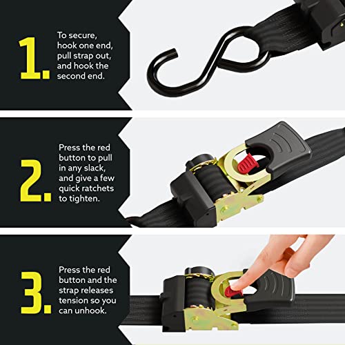 2 Pack Black Retractable Ratchet Straps B327