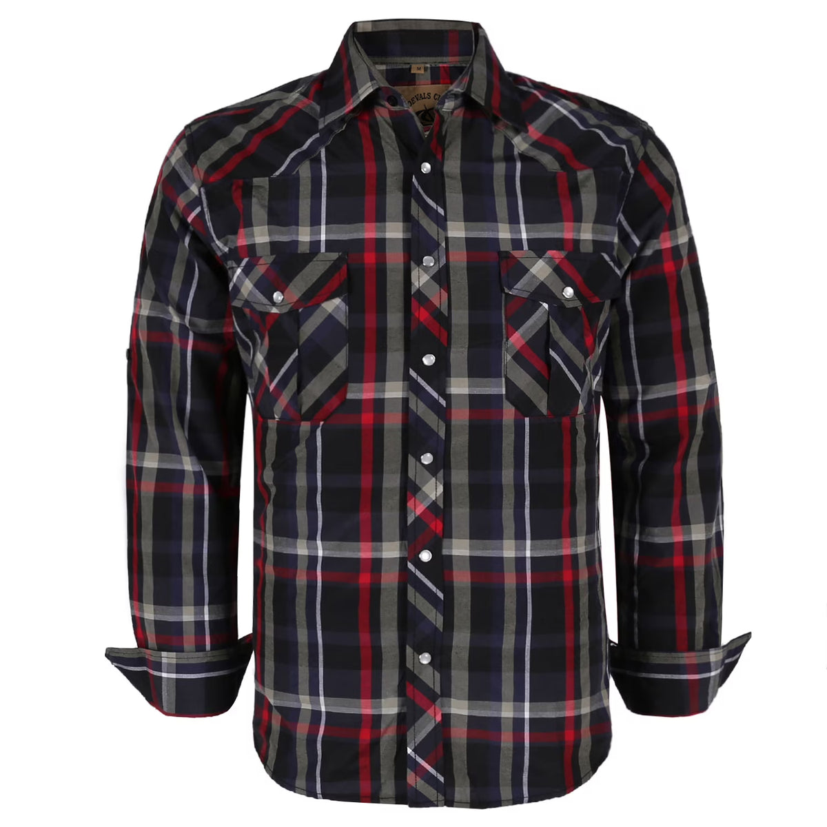Black Red Plaid Pearl Snap Work Shirts G2494