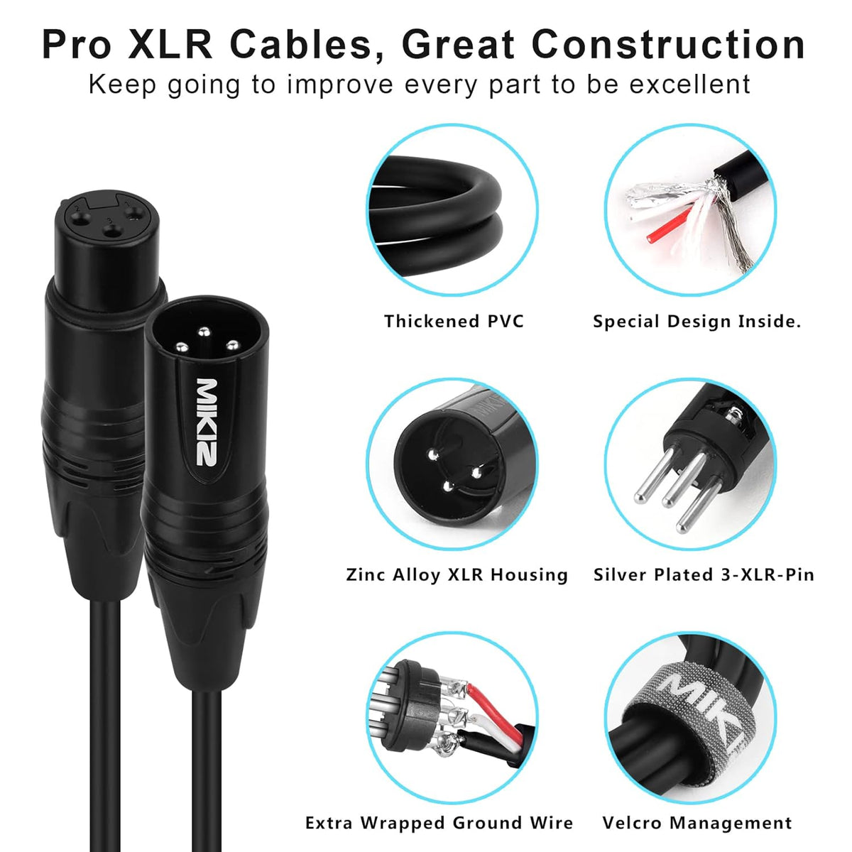 XLR Cables 25 ft 10 Color Coded Packs X67158