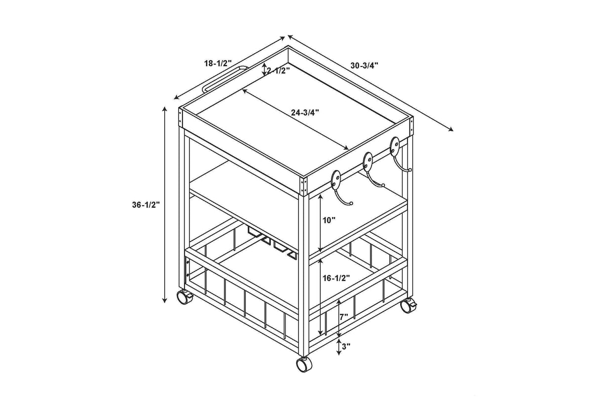 Black Kitchen Cart M9070