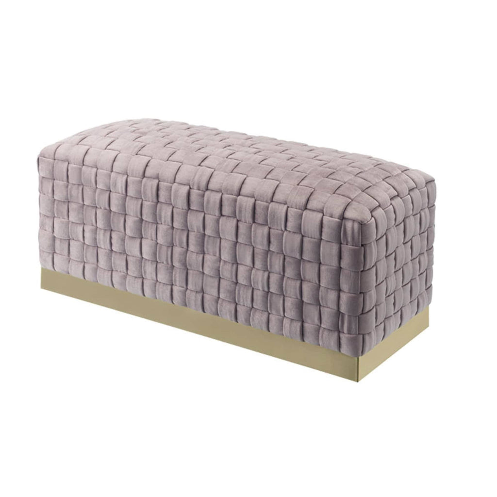Lilac Gold Velvet Bench with Stainless Steel Base F53804
