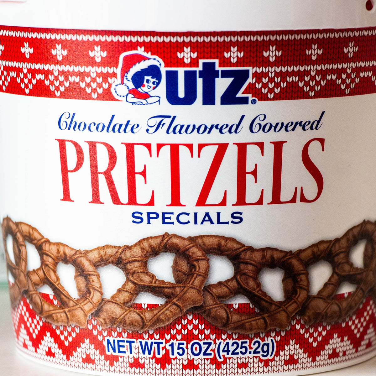 Chocolate Flavored Covered Holiday Pretzels (3, 15oz barrels) - Sweet and Salty Kettle Popcorn (1, 5.5oz) - 4 Items Total Q475674
