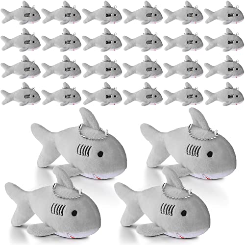 24 Pcs Multicolor Shark Keychain Plush Y112
