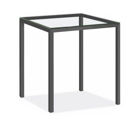 Modern Parsons 4 Person Patio Bar Table with Clear Tempered Glass Top and Graphite Base G443463