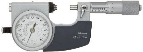 Dial Indicating Micrometer, Ratchet Stop, 25-50mm Range, 0.001mm Graduation E4025