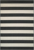 Onyx Black and Ivory Stripe Outdoor Rectangle Rug U88560