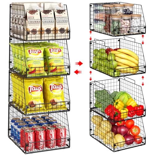 4 Pack XXL Stackable Wire Storage Basket Y787908