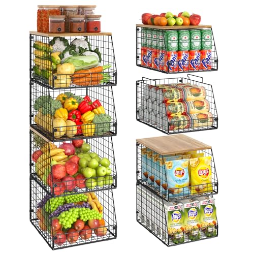 4 Pack XXL Stackable Wire Storage Basket Y787908