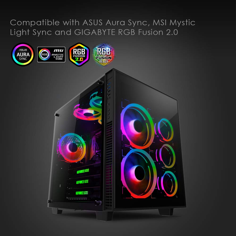 140mm 3pcs RGB PWM Dual Light Loop PC Case Fan O32615