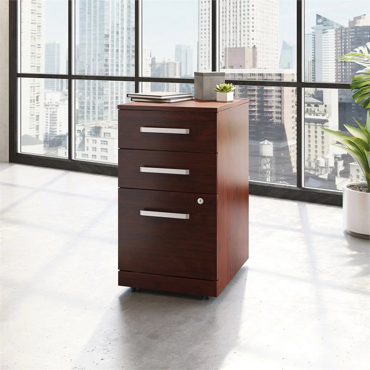 Engineered Wood 3-Drawer Mobile Filing Cabinet F593