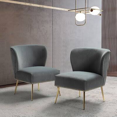 Gray Velvet Side Chair D206637