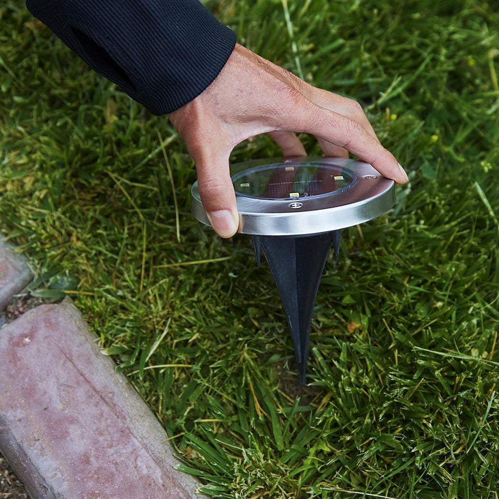 Solar LED In-Ground Disk Lights, 4-Pack W7612