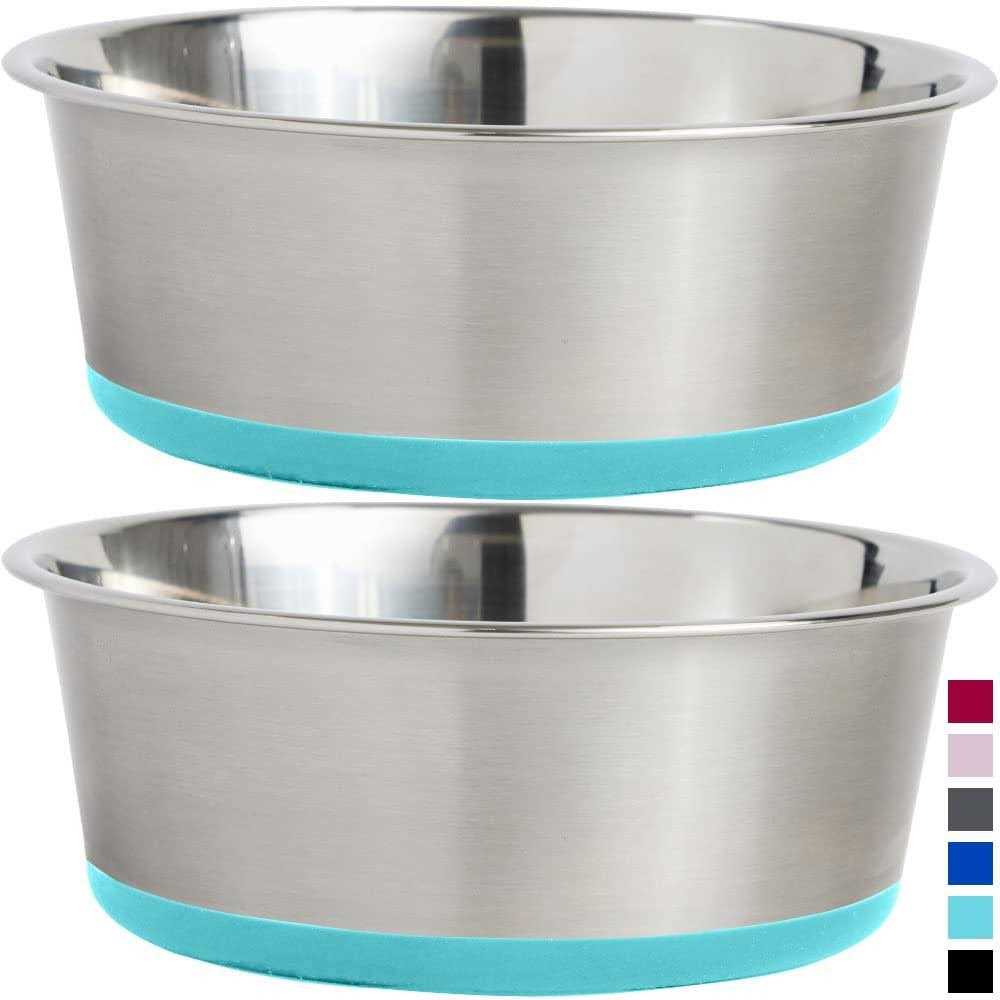 Stainless Steel Metal Dog Bowl Set of 2 with Rubber Base U330