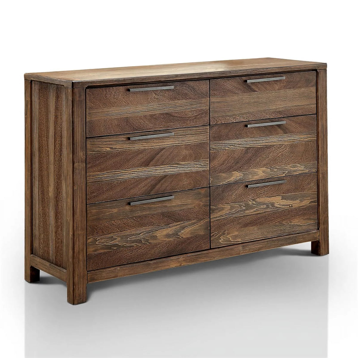 Solid Wood 6-Drawer Dresser in Rustic Natural Tone E4579