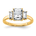 14k Yellow Gold Three Stone Moissanite Engagement Ring Size 7 F992