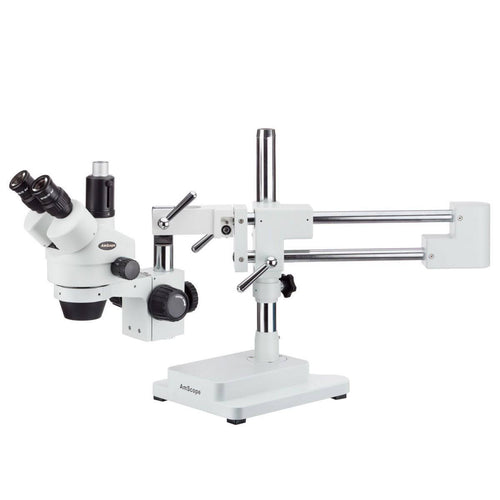 3.5X-45X Stereo Zoom Microscope on Dual Arm Boom Stand with 144-LED Ring Light and 3MP Camera V17787
