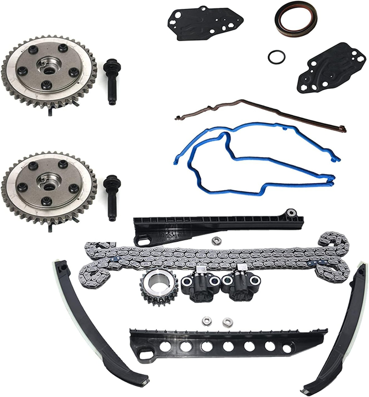 Variable Camshaft Timing Chain Kit with Chains Phasers Sprocket Tensioners Guide J170878