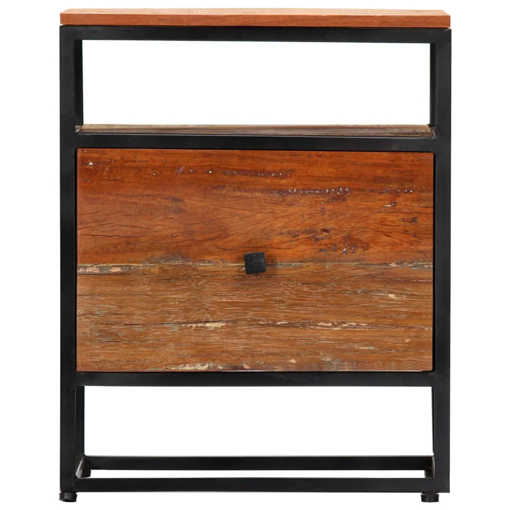 Bedside Cabinet Solid Reclaimed Wood and Steel W98083