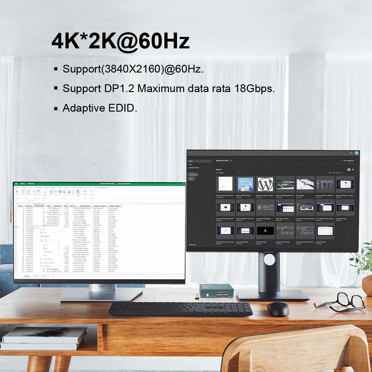 KVM Switch Dual Monitor DP 4K@60Hz with 4 USB 2.0 Hub I9131
