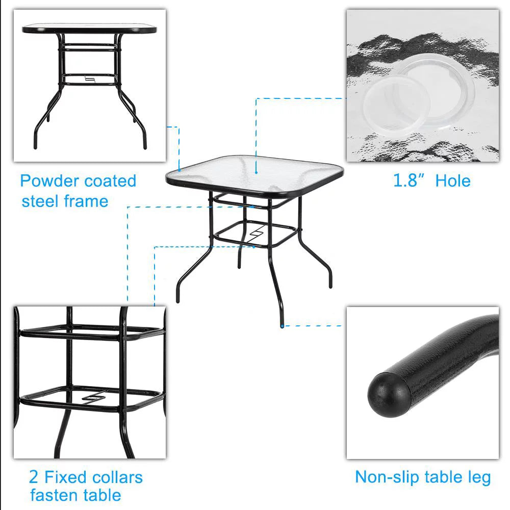 Round Glass Outdoor Dining Table X1794