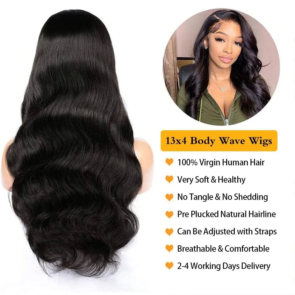 13×4 HD Front Lace Body Wave Human Hair Wig 180% Density Natural Color 26 inch P33431