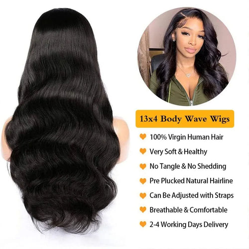 13×4 HD Front Lace Body Wave Human Hair Wig 180% Density Natural Color 26 inch P33431