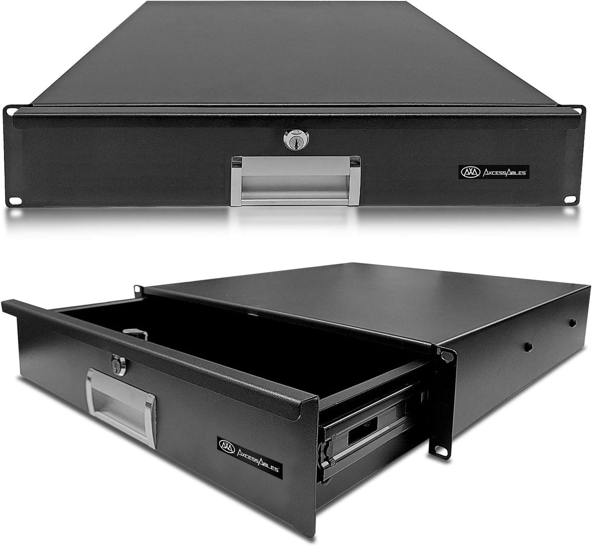 2U Universal Rack Mount Storage Drawer with Lock and Keys Z955046