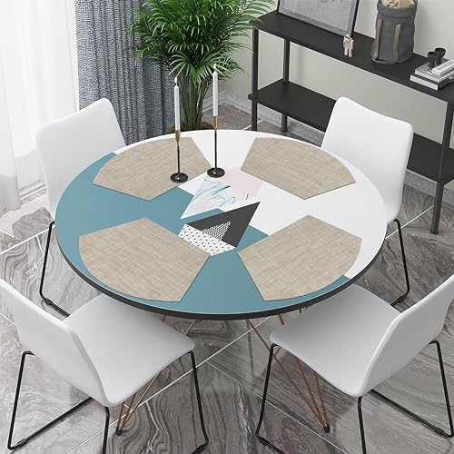 Round Table Placemats Set of 4 Heat Resistant Wipe Clean Tan W171
