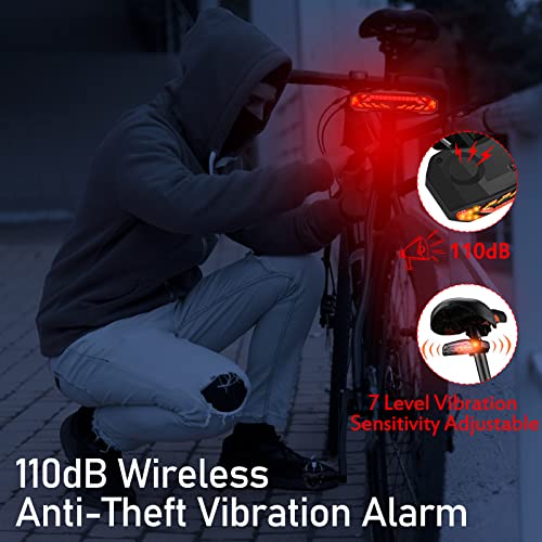 Smart Bike Tail Light with Turn Signals, Remote Control Rear Light USB Rechargeable IP65 Waterproof Z206