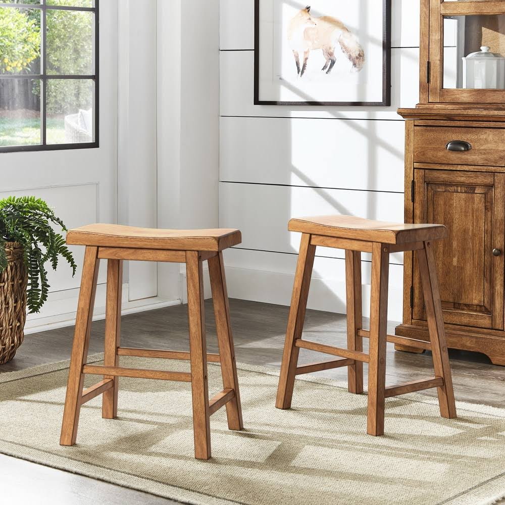 Berry Red Saddle Seat Counter Height Backless Stools Set of 2 Y731210
