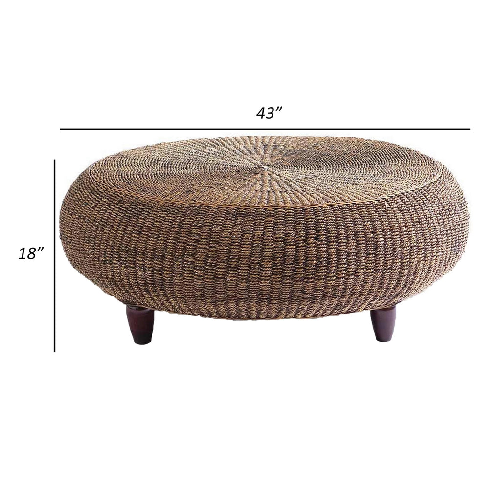 Round Table with Wicker Woven Hardwood Frame K883577