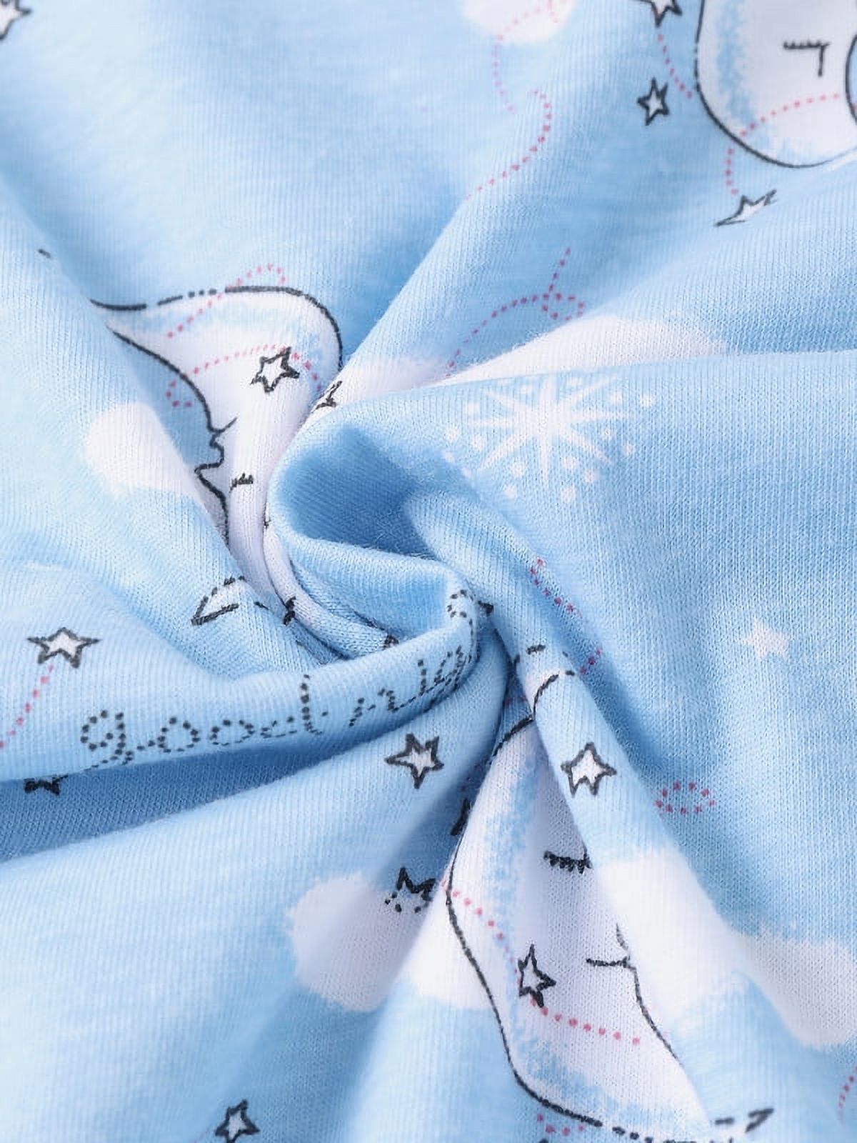 Cotton Short Sleeve Cartoon Printed Night Shirts (Blue Moon, M) B976
