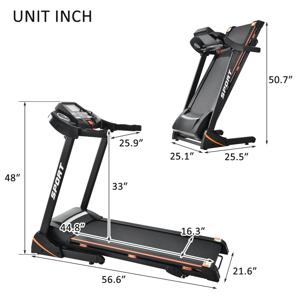 Folding 3.5HP Treadmill with Incline W4461