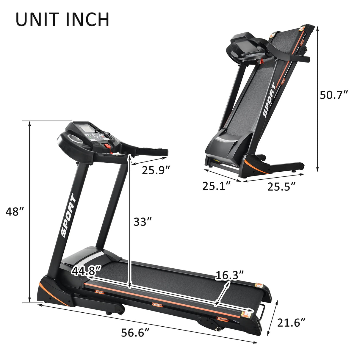 Folding 3.5HP Treadmill with Incline W4461