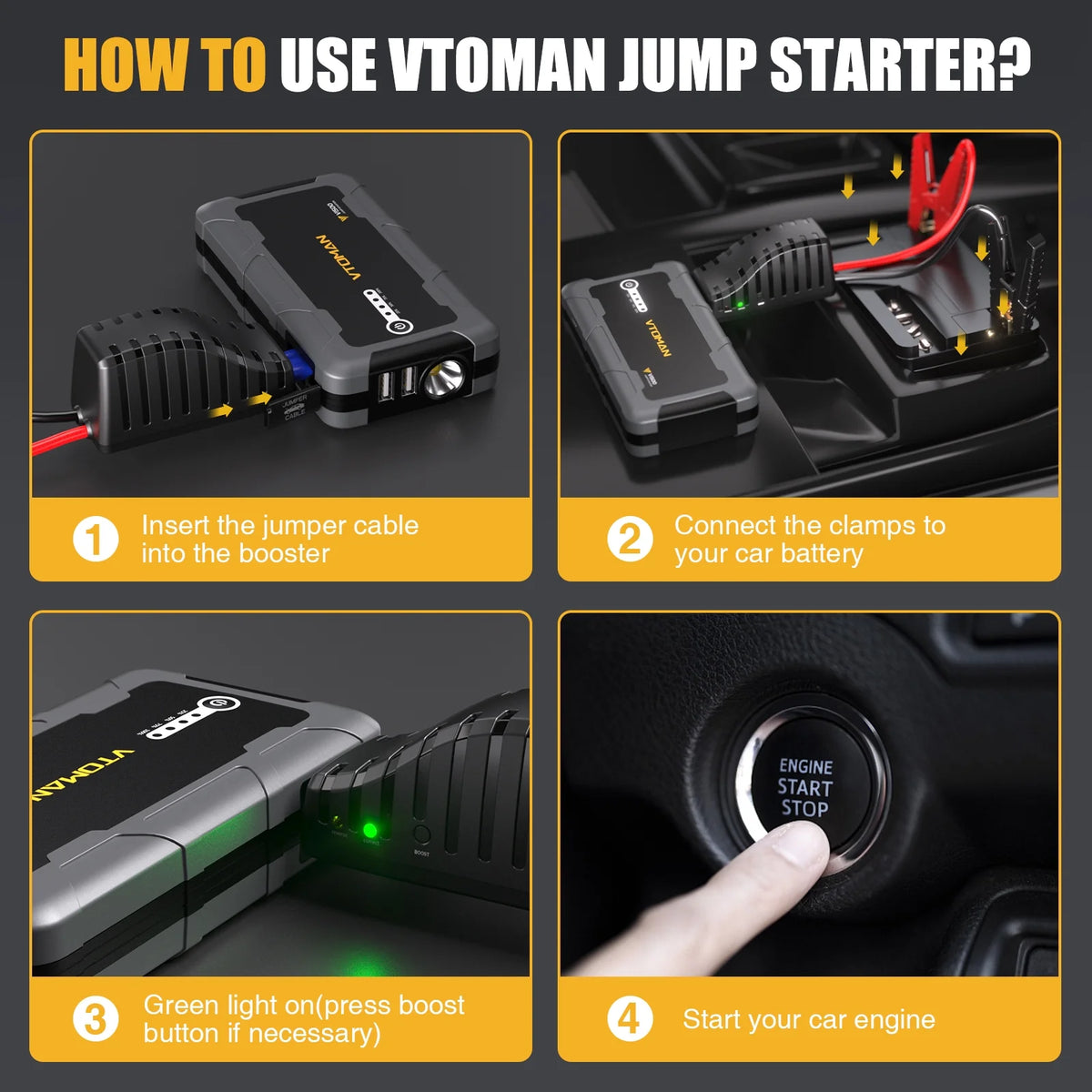 1500A Portable 12V Car Jump Starter Power Bank J604