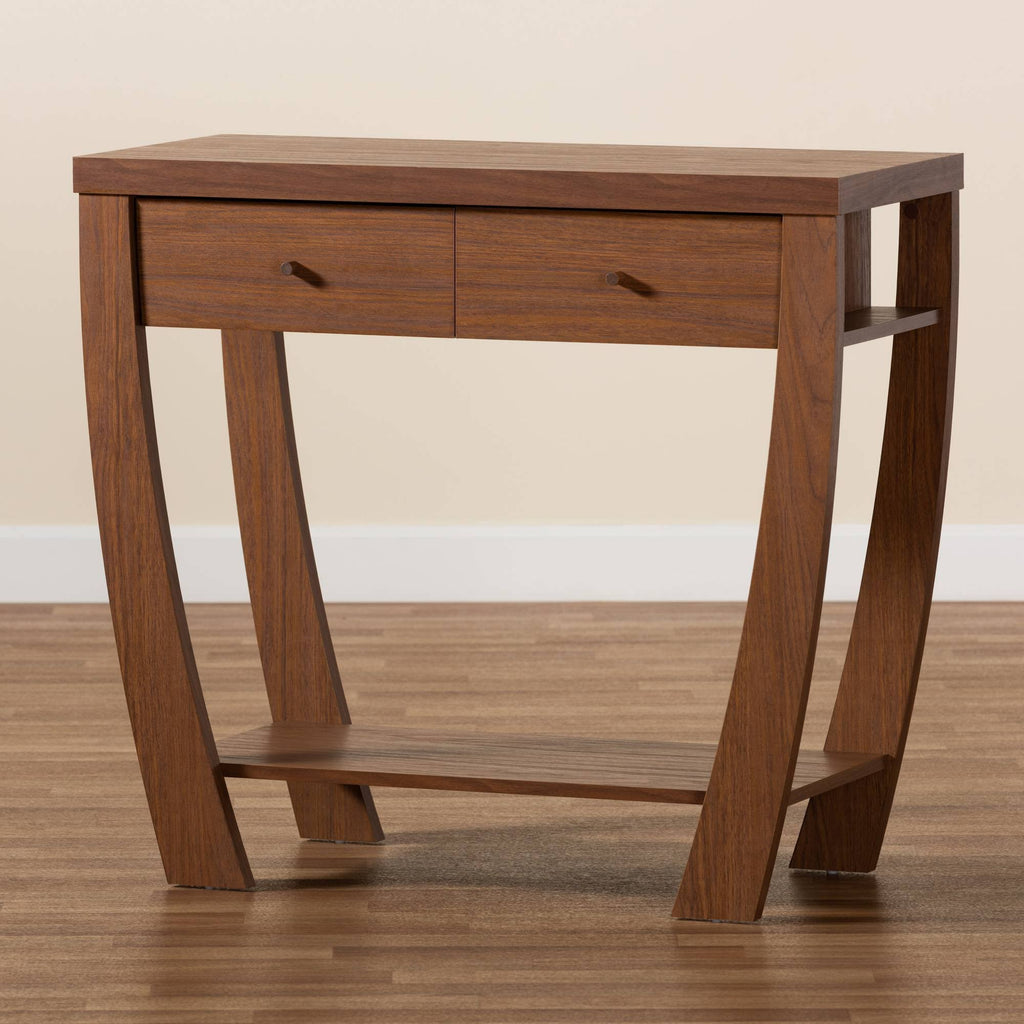 Walnut Brown 2-Drawer Console Table W26300