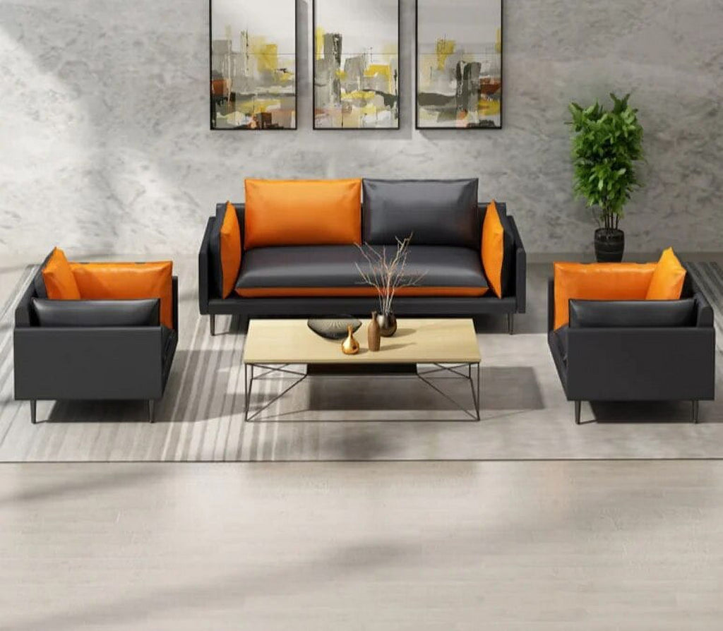 Leather Office Sofa Three Person Tea Table Combination Suit R29995