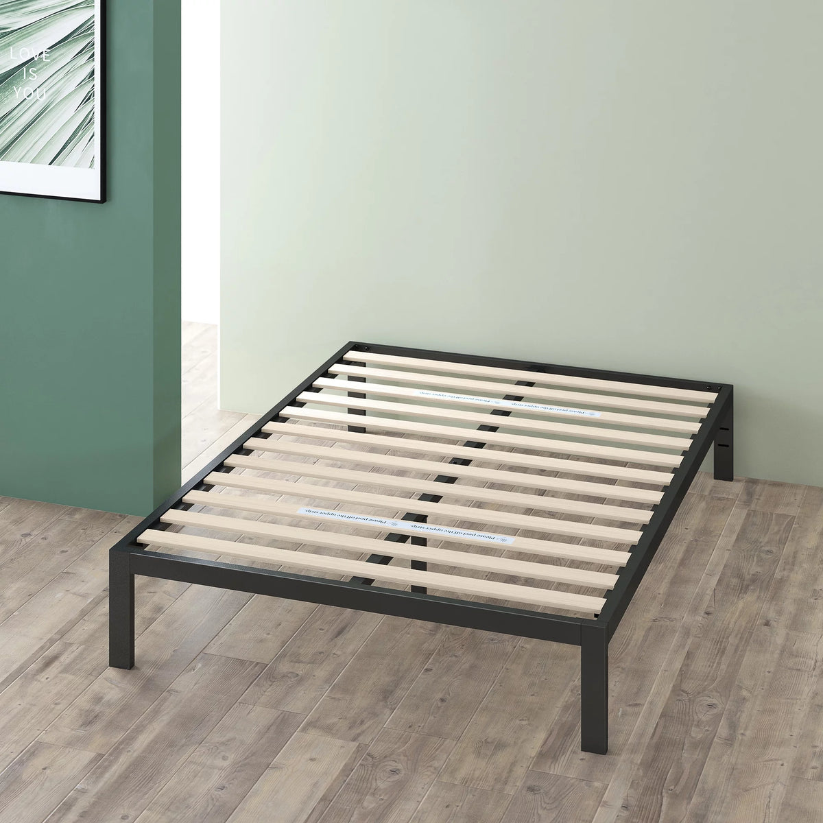 14" Black Metal Platform Bed Frame, Queen J3230