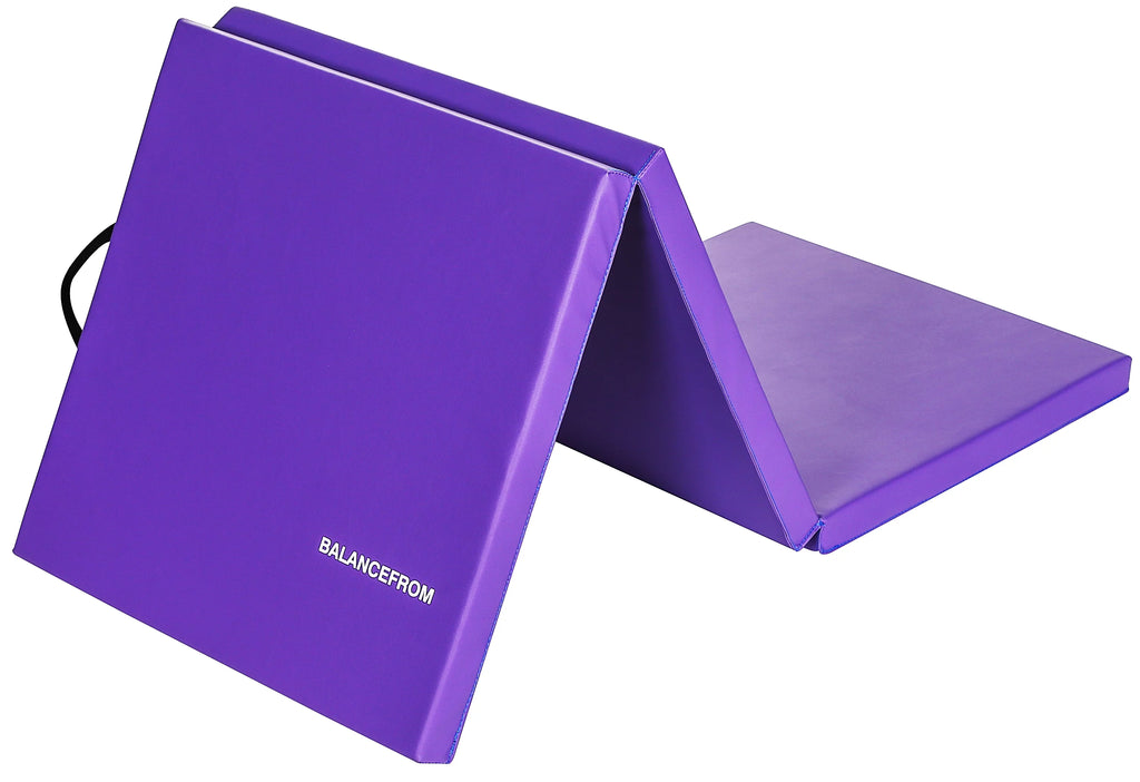 6 Ft. x 2 Ft. x 2 In. Three Fold Folding Exercise Mat with Carrying Handles, Black X273389