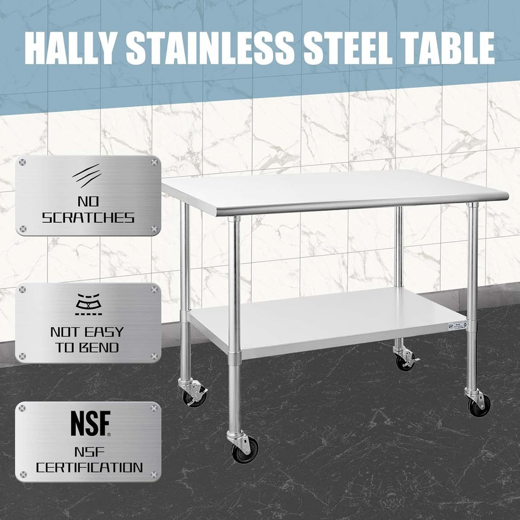 Stainless Steel Table 30 x 60 Inches with Caster Wheels R36181