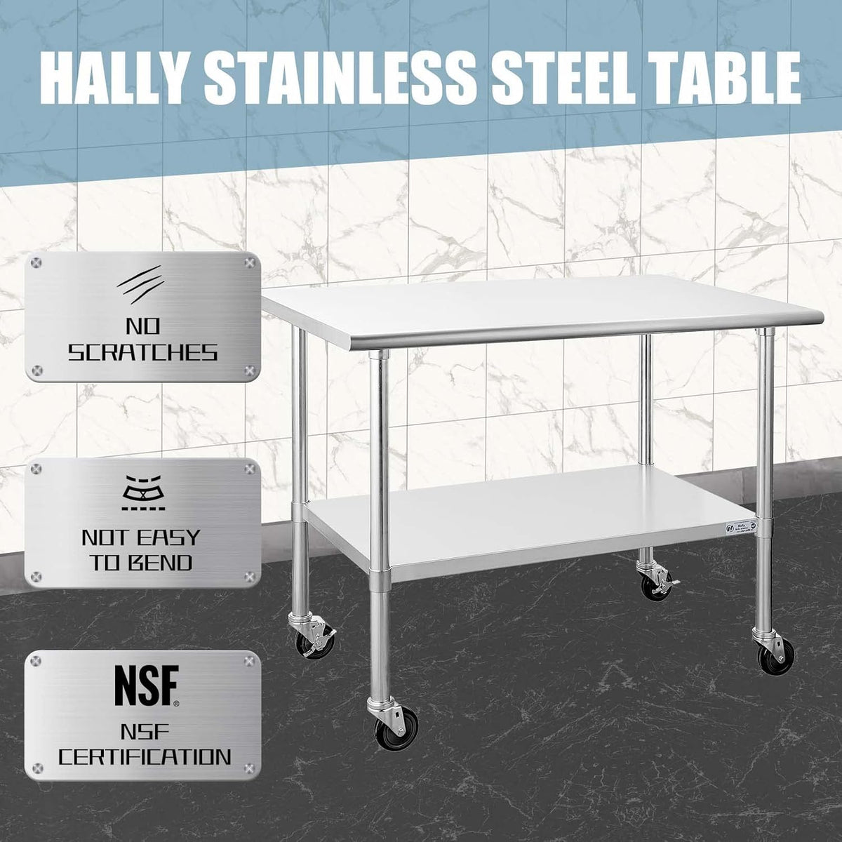 Stainless Steel Table 30 x 60 Inches with Caster Wheels R36181