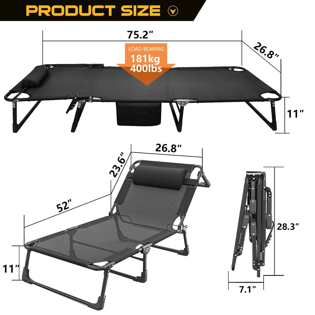 Folding Camping Cot with Pillow & Mattress E856
