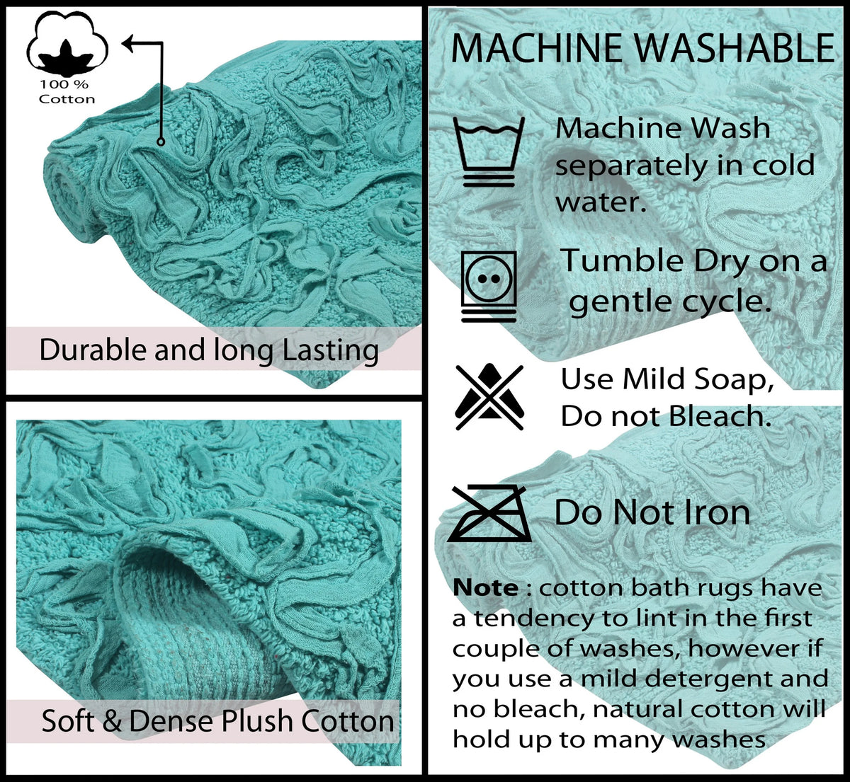 Turquoise 5 Piece Cotton Bath Rug Set X528