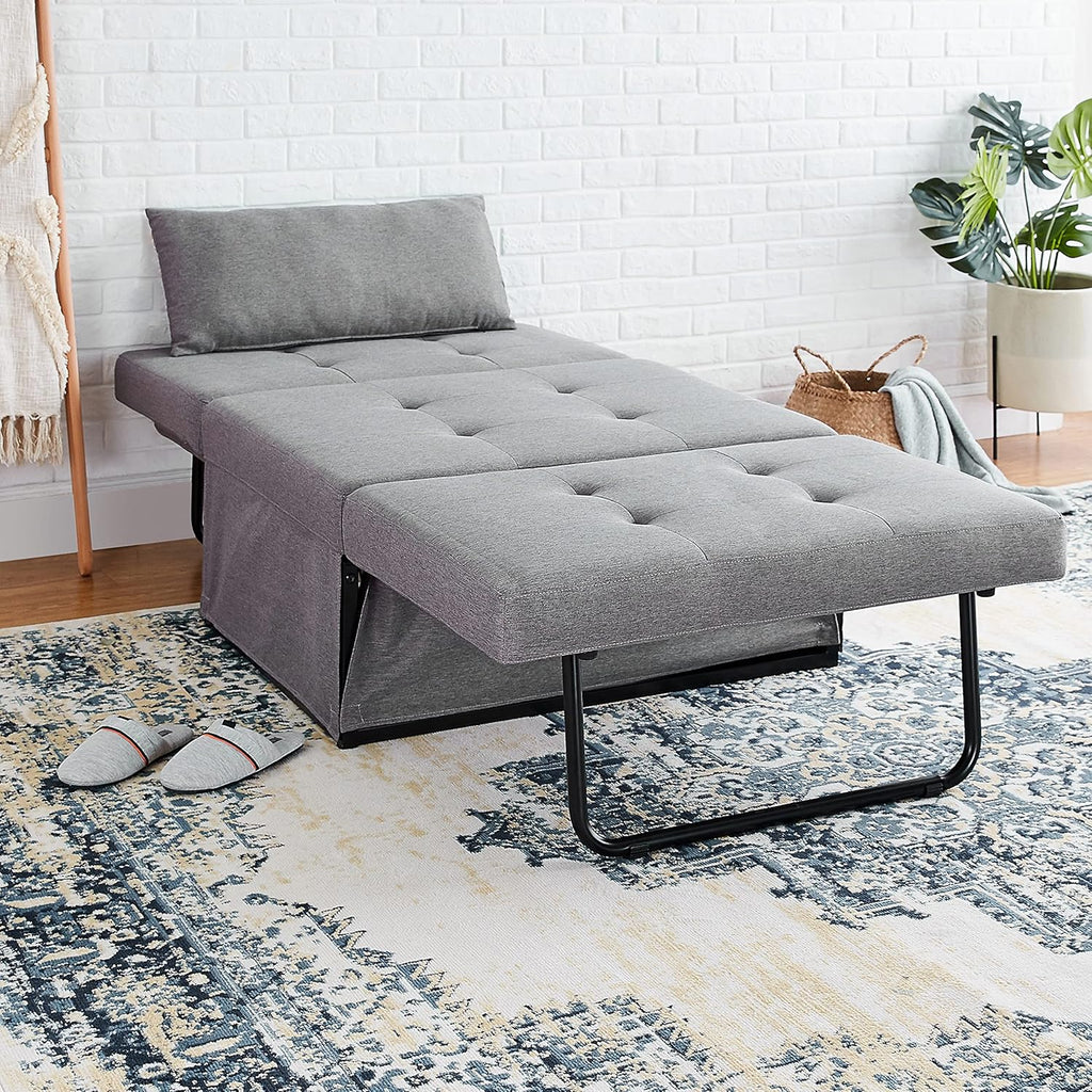 Grey Folding Ottoman Sleeper Sofa Bed F256