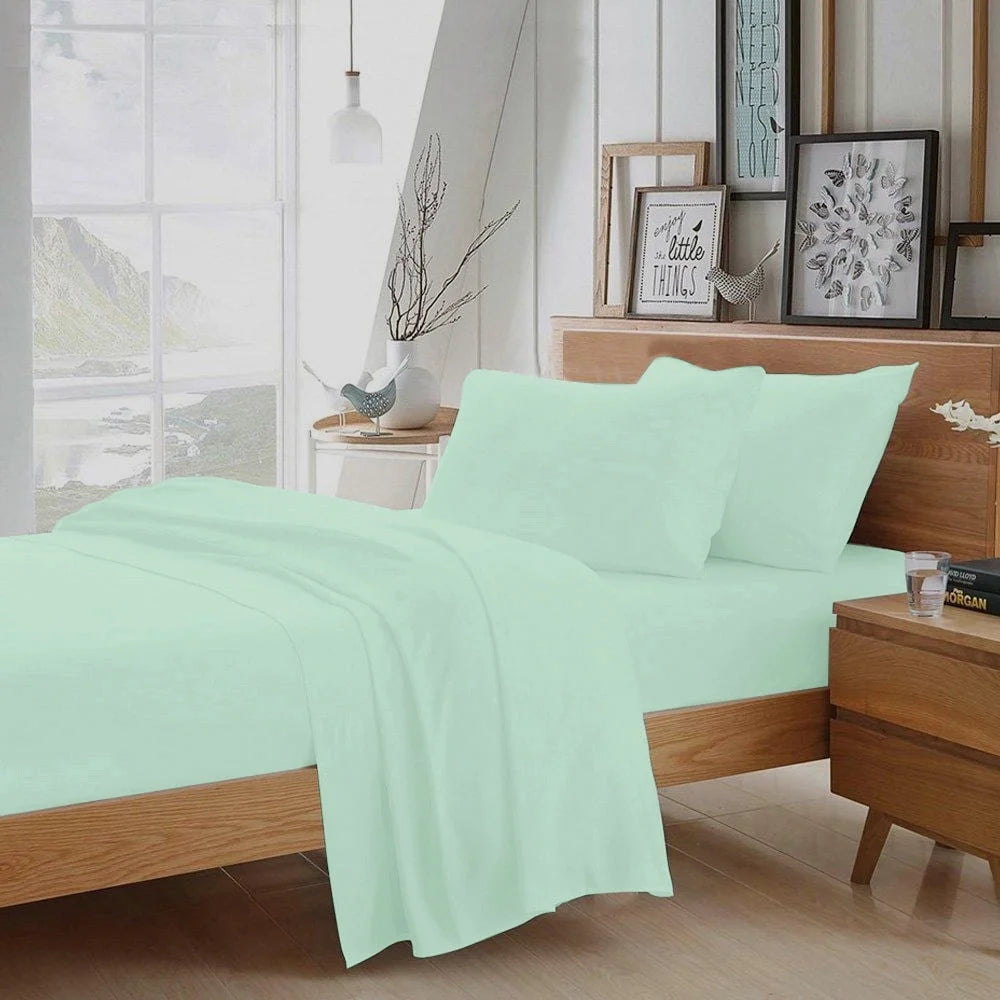 100% Egyptian Cotton 4 Pcs Sheet Set Aqua Blue Cal-King Q95992