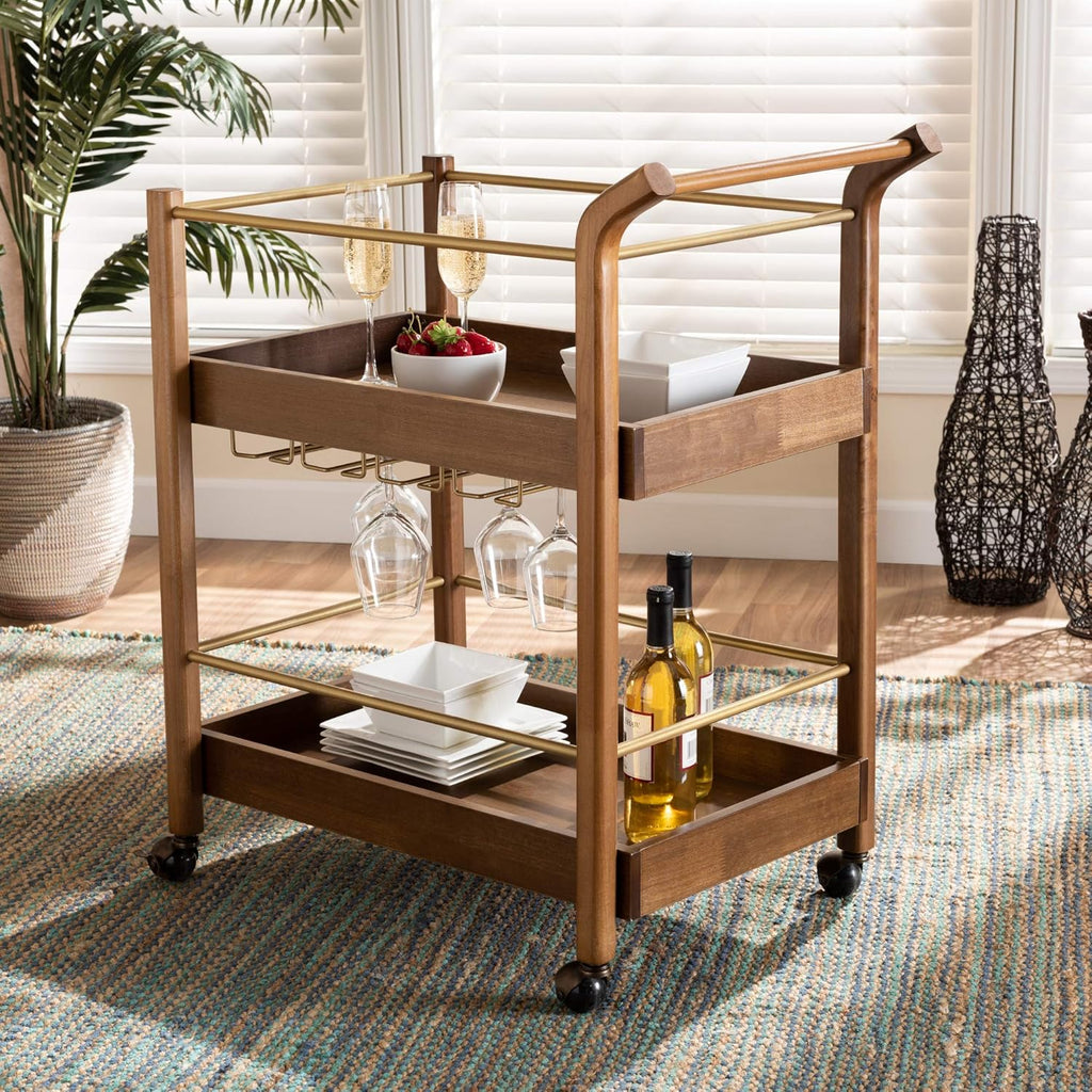 Walnut Brown Dark Bronze Trolleys and Carts H58597