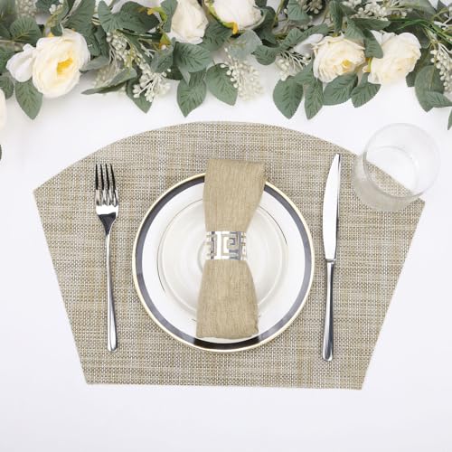 Round Table Placemats Set of 4 Heat Resistant Wipe Clean Tan W171