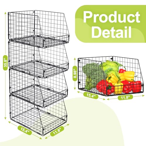 4 Pack XXL Stackable Wire Storage Basket Y787908